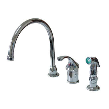 Kingston Brass Widespread Kitchen Faucet, Polished Chrome KB3811GLSP